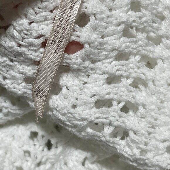 Free People Boomerang Sweater White Crochet 3/4 Sleeve Open Knit Size M Medium F - Picture 8 of 8